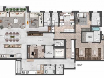 238m 4 Suites Living e cozinha inegrado